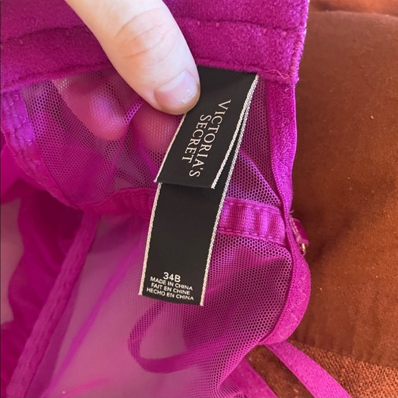 Victoria’s Secret Fuchsia Push-Up Babydoll Bustier Tulle Lingerie - Picture 8 of 9